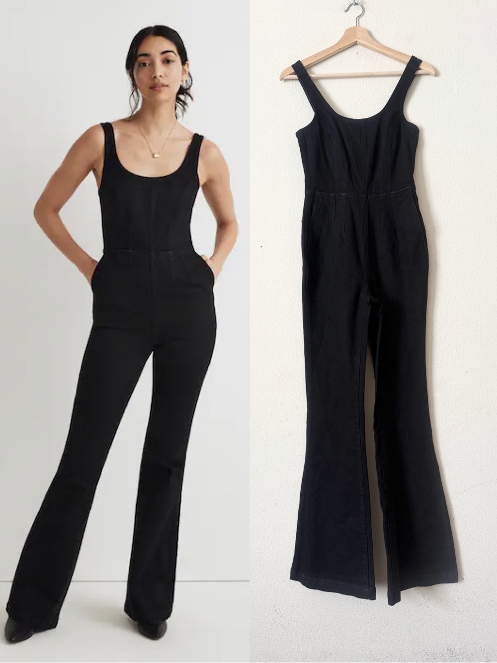 NWT Madewell SIZE 0 Denim Sleeveless Flare Leg jumpsuit in Bonner Wash black